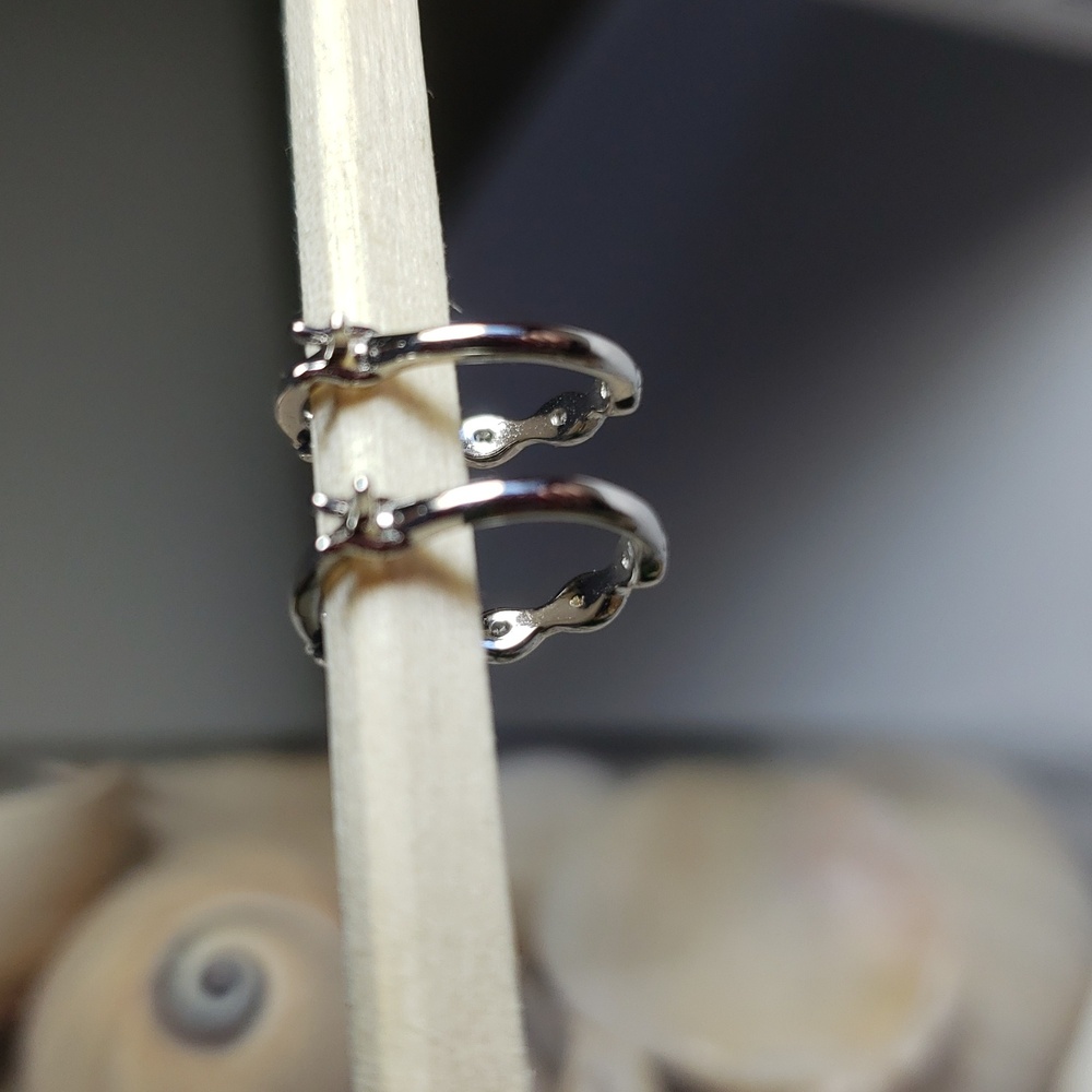 Primrose Sterling Silver Hoop Earrings with Cubic Zirconia - Picture 2 of 6